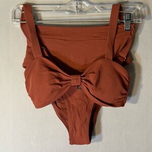 Cupshe Terracotta Swimsuit with Bow Detail